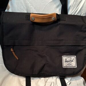 Herschel Supply Company Black and Tan Messenger Bag